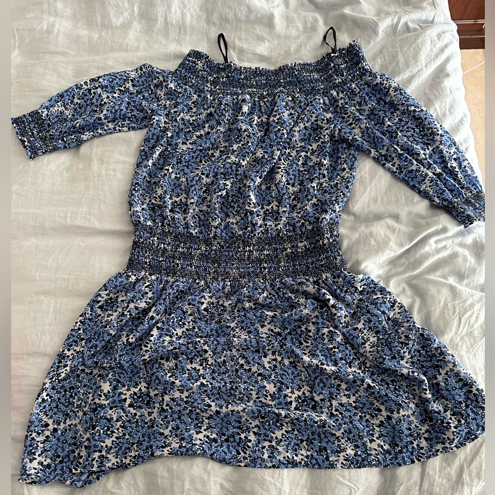 Blue & White Floral Michael Kors Peasant Dress